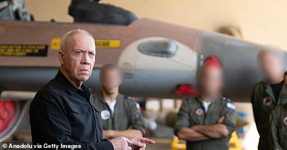 HAIFA, ISRAEL - SEPTEMBER 18:  (----EDITORIAL USE ONLY - MANDATORY CREDIT - ISRAELI MINISTRY OF DEFENSE - ARIEL HERMONI / HANDOUT' - NO MARKETING NO ADVERTISING CAMPAIGNS - DISTRIBUTED AS A SERVICE TO CLIENTS----) Israeli Defense Minister Yoav Gallant visits an airbase near the city of Haifa in northern Israel on September 18, 2024. Gallant stated that his country's 'focus has shifted to the Lebanese front, marking a new phase in the war,' following the second explosion in 24 hours affecting electronic devices across Lebanon, on September 18, 2024. (Photo by GPO - Ariel Hermoni/Anadolu via Getty Images)