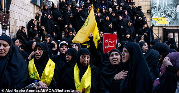 Mandatory Credit: Photo by Abd Rabbo Ammar/ABACA/Shutterstock (14727975bb) Funeral organized by Hezbollah for four victims killed in the explosions of pagers or paging devices in an unprecedented attack on Lebanon and Syria, in Ghobeiri area, in Beirut's southern suburb, Lebanon, on September 18, 2024. Pagers Attack Victims Funeral By Hezbollah - Beirut, Lebanon - 18 Sep 2024