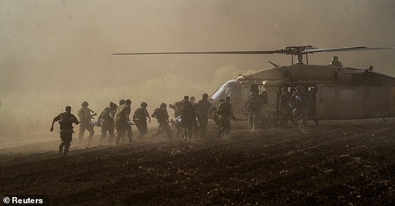 Israel's military evacuate injured people by helicopter after an anti-tank missile was fired into Israel from Lebanon, amid cross-border hostilities between Hezbollah and Israel, near Israel's border with Lebanon in northern Israel September 19, 2024. REUTERS/Ayal Margolin ISRAEL OUT. NO COMMERCIAL OR EDITORIAL SALES IN ISRAEL