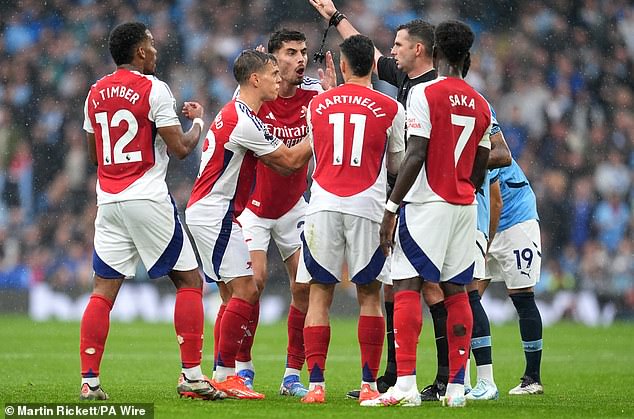 Arsenal fumed at Leandro Trossard's sending off against Manchester City at the weekend