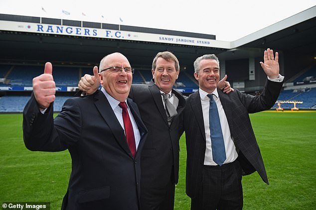 John Gilligan (left), Dave King (centre) and Paul Murray joined the Rangers board back in 2015