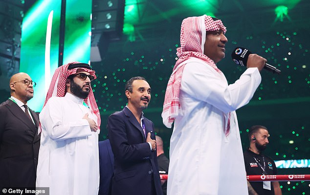 Ahead of playing the British national anthem for both of the fighters, the Saudi anthem took centre stage