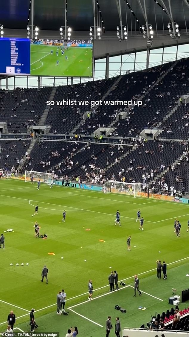 The hospitality box also offered her heated seats with a picturesque view of the pitch