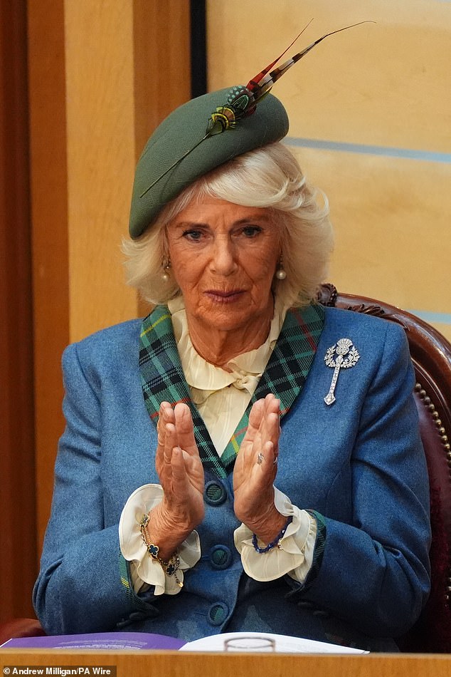 The brooch is now in the hands of Queen Camilla, who often chooses to show off the piece while north of the English border - as it has imagery relating clearly to Scotland