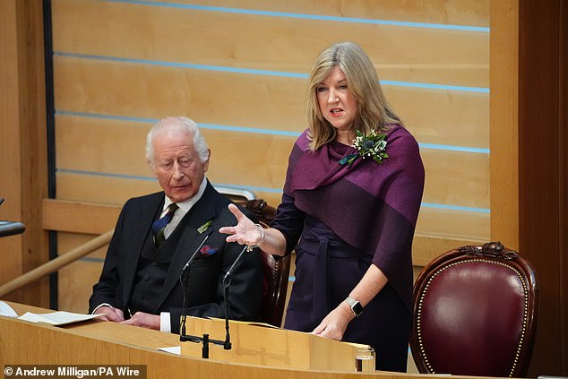 Charles said the parliament has 'thrived' and referred to the ceremonial mace, saying it has qualities such as 'wisdom, justice, compassion and integrity' engraved on it