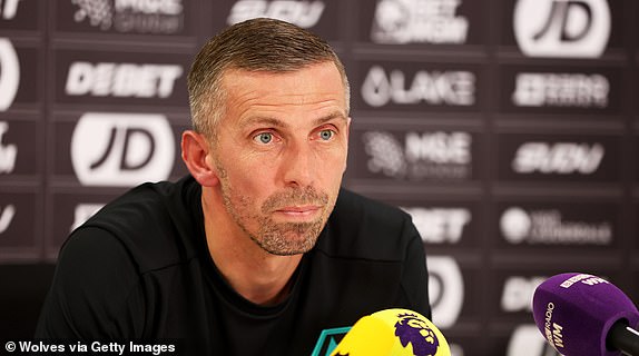 WOLVERHAMPTON, ENGLAND - SEPTEMBER 27: Gary O'Neil, head coach of Wolverhampton Wanderers speaks with the media during a press conference at The Sir Jack Hayward Training Ground on September 27, 2024 in Wolverhampton, England. (Photo by Jack Thomas - WWFC/Wolves via Getty Images)