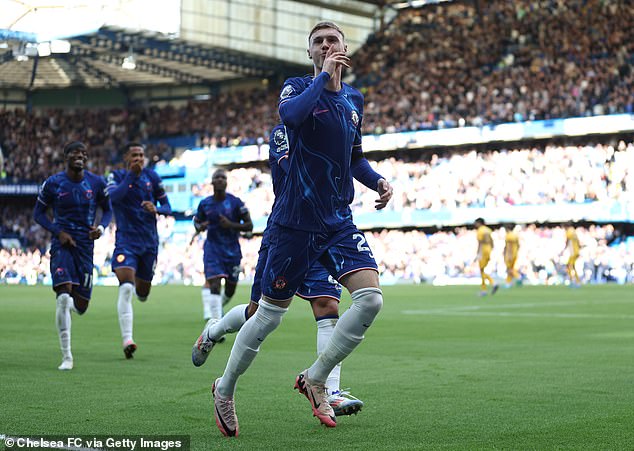 Cole Palmer, scorer of four goals, shushed Brighton's away fans after completing his hat-trick