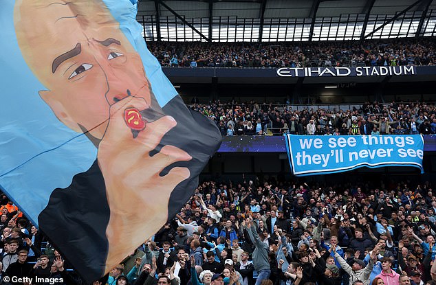 The banner, organised by the 1894 Group, is set to urge Guardiola to remain at the club