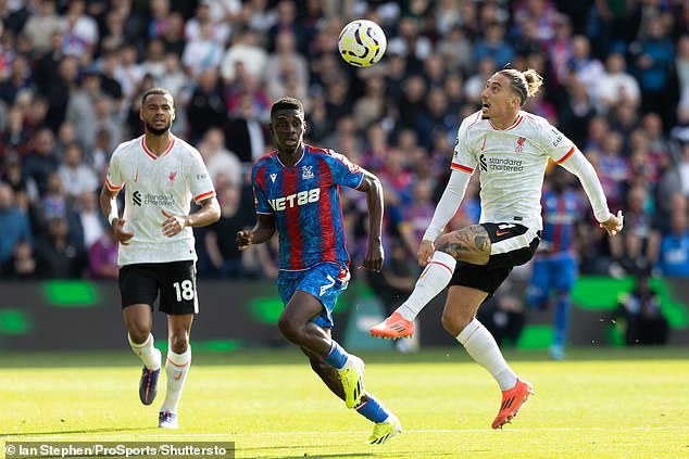 Ismaila Sarr (centre) made the first start of his Crystal Palace career during Saturday's game