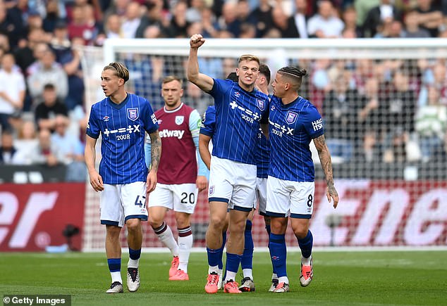 Ipswich's record signing Liam Delap equalised almost immediately in the game's sixth minute