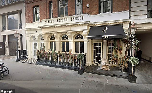 Saka took over his favourite restaurant, pan-African venue Stork (pictured) in London's Mayfair on Saturday evening