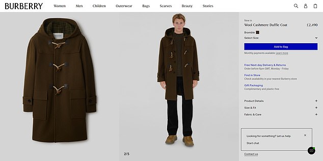 The England forward modelled the brand's 'Wool Cashmere Duffle Coat' for their campaign