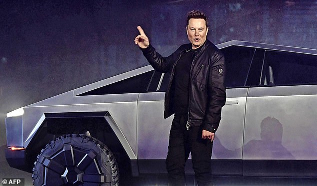 Tesla co-founder and CEO Elon Musk introduces the newly unveiled all-electric battery-powered Tesla Cybertruck in 2019