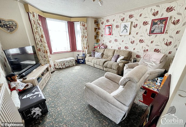 The living room in the four bedroom property in Bournemouth which is up for sale - can you spot the tribute to the King of Rock 'N' Roll?