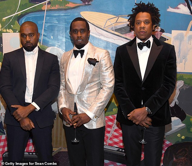 Pisciotta claimed she met West when he invited her client, a musician, to a studio session and party he co-hosted with his friend Sean 'Diddy' Combs (pictured together along with Jay-Z)