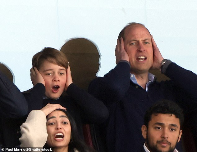 Prince George and Prince William watching Aston Villa play Nottingham Forest in March 2023