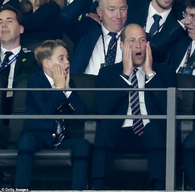 George and William faced bitter disappointment after watching Spain and England play in the Euros final in July