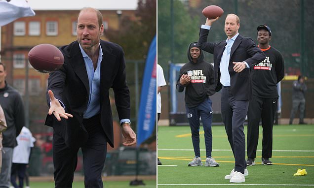 Prince William, 42, dons some VERY white trainers and pairs it with a suit as he heads to