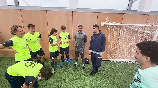 The forward was keen to help out with a five-a-side tournament run by Tottenham's community coaches for aspiring players