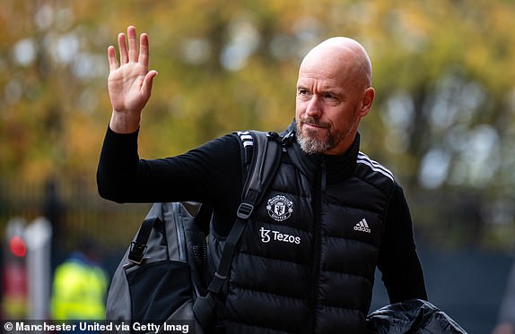 MANCHESTER, ENGLAND - OCTOBER 19: Manager Erik ten Hag of Manchester United arrives ahead of the Premier League match between Manchester United FC and Brentford FC at Old Trafford on October 19, 2024 in Manchester, England. (Photo by Ash Donelon/Manchester United via Getty Images)