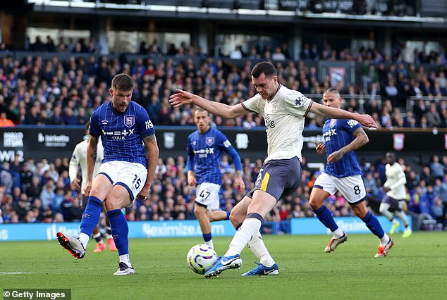 Michael Keane fired past Arijanet Muric with a powerful strike from tight angle