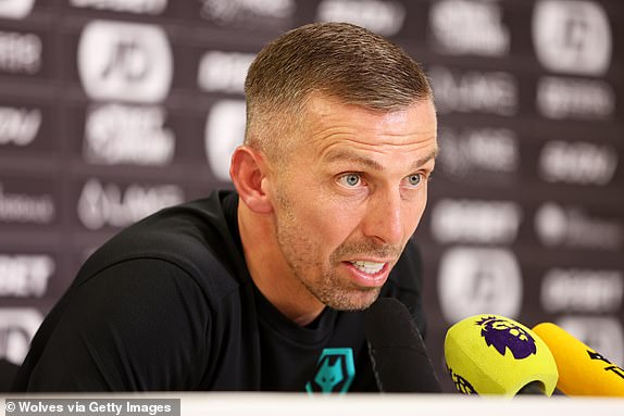 WOLVERHAMPTON, ENGLAND - OCTOBER 18: Gary O'Neil, head coach of Wolverhampton Wanderers speaks with the media during a press conference at The Sir Jack Hayward Training Ground on October 18, 2024 in Wolverhampton, England. (Photo by Jack Thomas - WWFC/Wolves via Getty Images)