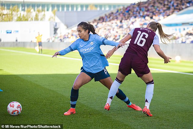 Fowler (left) starred as Man City women beat Aston Villa 2-1 on Sunday afternoon in Manchester