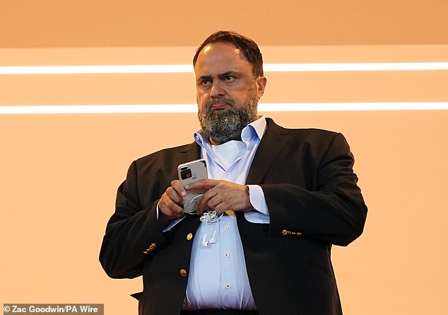 Evangelos Marinakis (pictured) has been accused of spitting at the feet of a referee last month