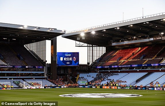 BIRMINGHAM, ENGLAND - OCTOBER 22: A general view of Villa Park, home of Aston Villa during the UEFA Champions League 2024/25 League Phase MD3 match between Aston Villa FC and Bologna FC 1909 at Villa Park on October 22, 2024 in Birmingham, England. (Photo by Andrew Kearns - CameraSport via Getty Images)