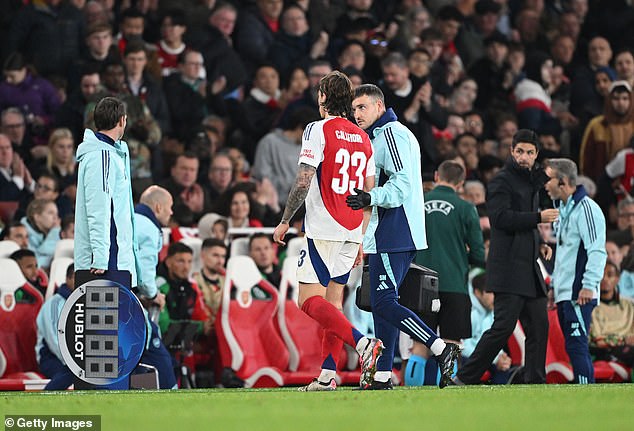 He was unable to continue and had to be helped off the pitch by the medical staff just five days before Arsenal are due to play Liverpool in the Premier League