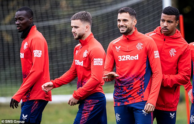 The Rangers players prepare for their Europa League clash with Steaua Bucharest