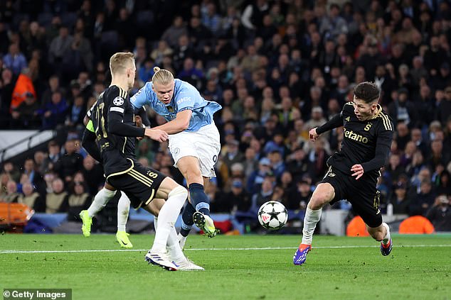 Erling Haaland netted a brace in Manchester City's 5-0 win over Sparta Prague at the Etihad