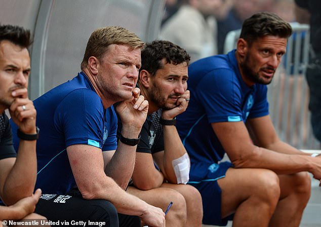 Dan Hodges (far left) and Jason Tindall (far right) were incensed by a delay to the second-half kick-off against Brighton