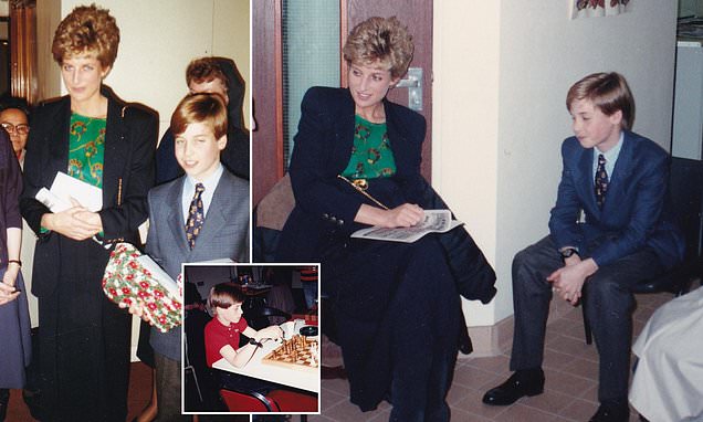 Young Prince William beams alongside his mother Princess Diana in never-before-seen