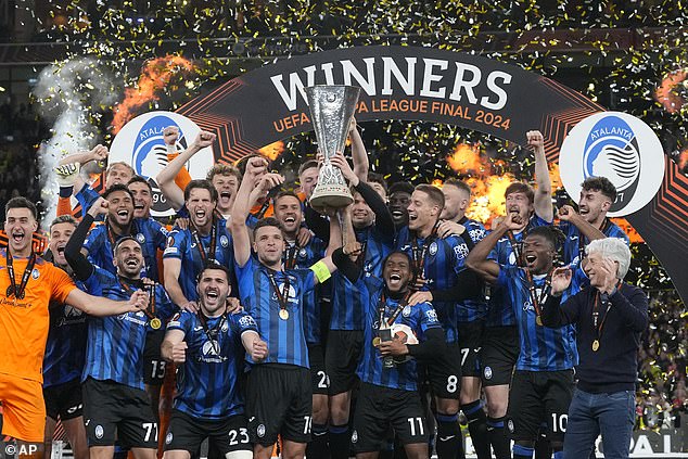 Atalanta celebrate after their Europa League final victory over Bayer Leverkusen