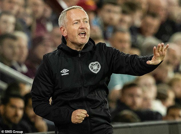 Critchley urges on his Hearts players during victory over Cypriot side