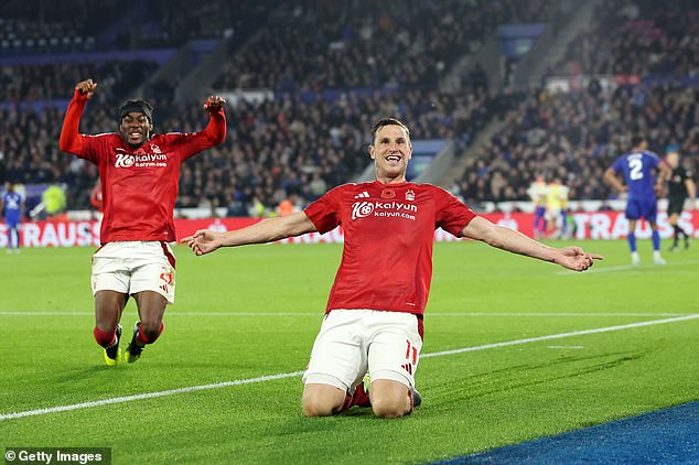 Chris Wood scored a brace to earn Nottingham Forest three points from their trip to Leicester