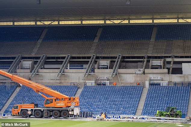 Building work was previously held up at Ibrox after late delivery of materials