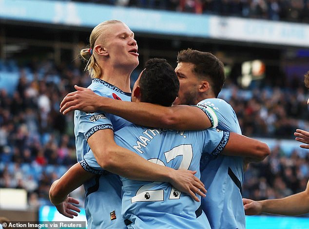 Erling Haaland took his Premier League tally this season to 11 with an acrobatic effort early on