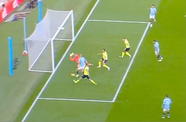 The City striker missed a golden opportunity in the second half from close range at the Etihad