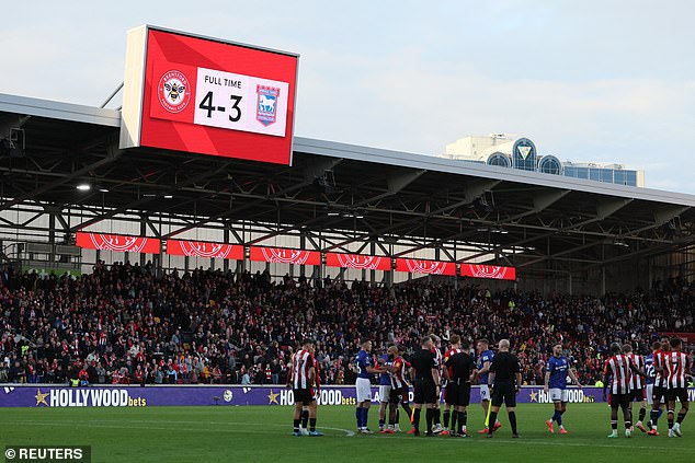 A crazy match concluded with Ipswich hitting the crossbar through Delap with the final kick