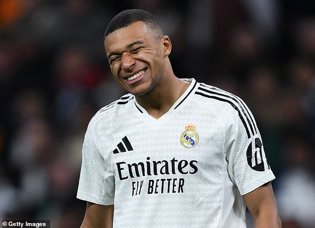 Mbappe (pictured) was caught offside seven times in the game and had two goals ruled out as a result