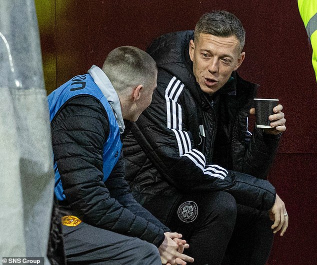 Injured Celtic captain Callum McGregor watched the Motherwell game from the sidelines