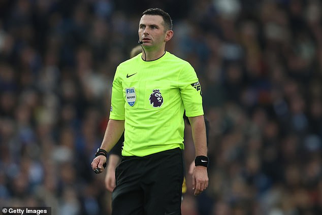 Experienced referee Michael Oliver (pictured) was the VAR chief for United's clash with West Ham