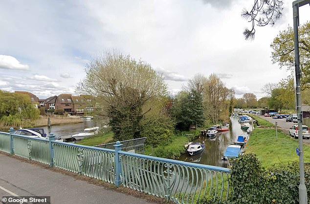 Emergency services raced to the scene near the Tuckton Tea Gardens earlier this morning where they discovered the body in the River Stour (pictured)