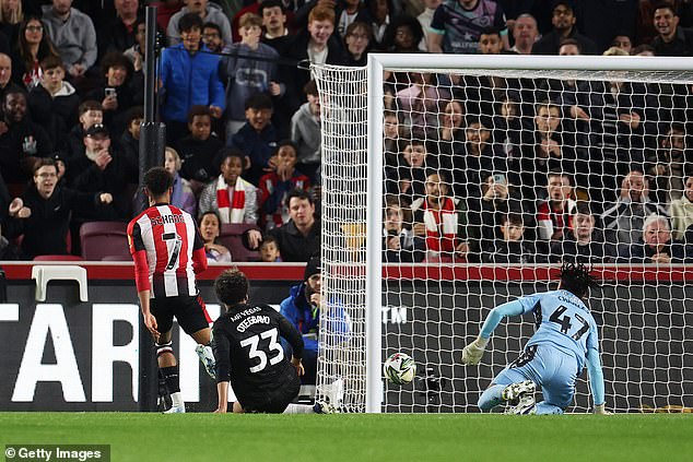 Brentford went 1-0 up on 11 minutes when Kevin Schade (left) scored his first goal this season