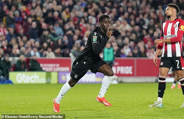 Twenty-one-year-old winger Gassama celebrated his goal by putting his finger to his lips