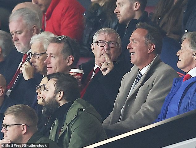 The legendary former boss had a great seat next to former England cricket captain Michael Vaughan as United thumped Leicester in the Carabao Cup