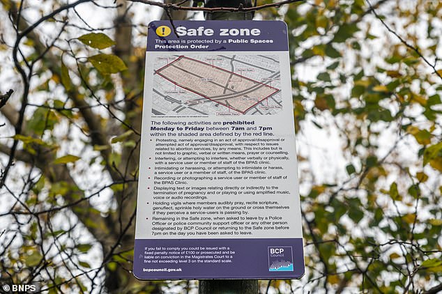 A Bournemouth, Christchurch and Poole Council sign outlining the safe zone rules