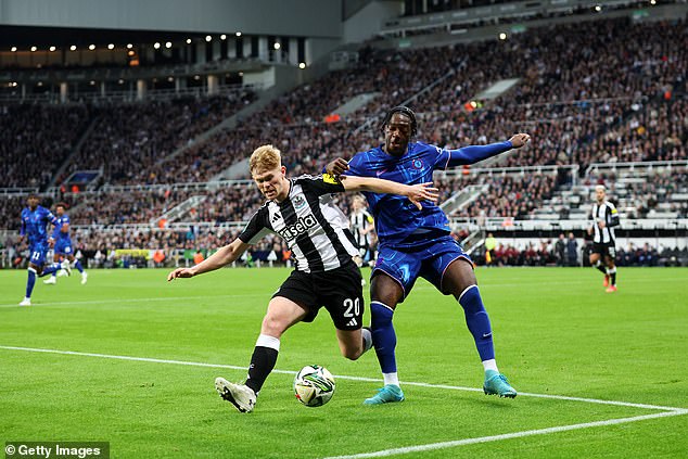 Axel Disasi (right) endured a nightmare performance during Chelsea's visit to Newcastle